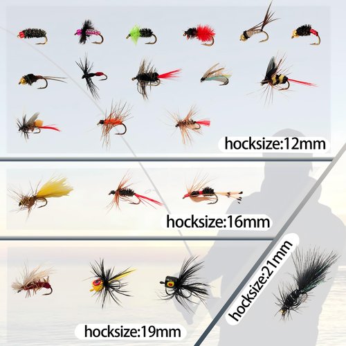 Fly Fishing Flies Assortment Kit with Fly Box, 100PCS Dry/Wet Tenkara Flies, Streamers, Nymph, Popper for Trout Salmon Bass Steelhead Fly Fishing Kit