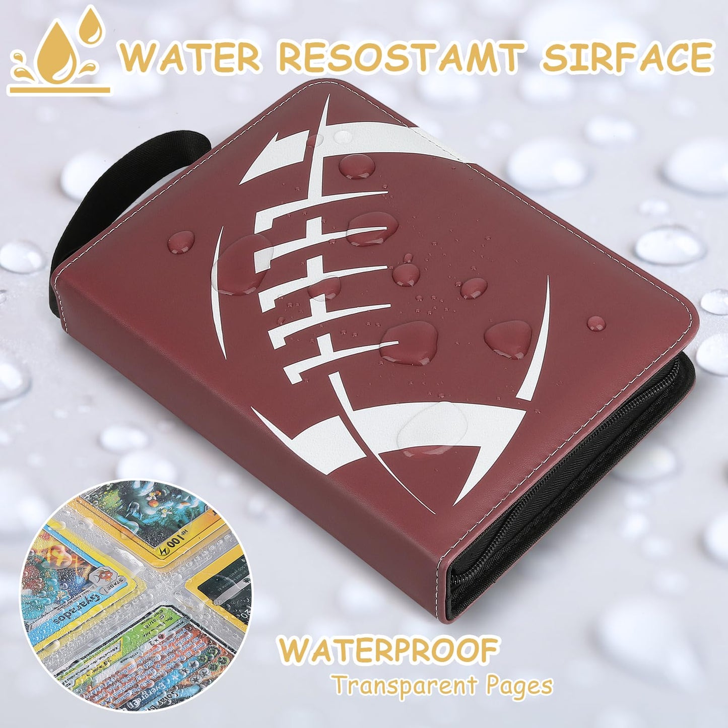 Football Card Binder with Sleeves, 900 Pockets Trading Card Binder,9 Pocket Card Binder Holder Album Storage Organizer Case Compatible with Football Baseball Card and other Trading Cards