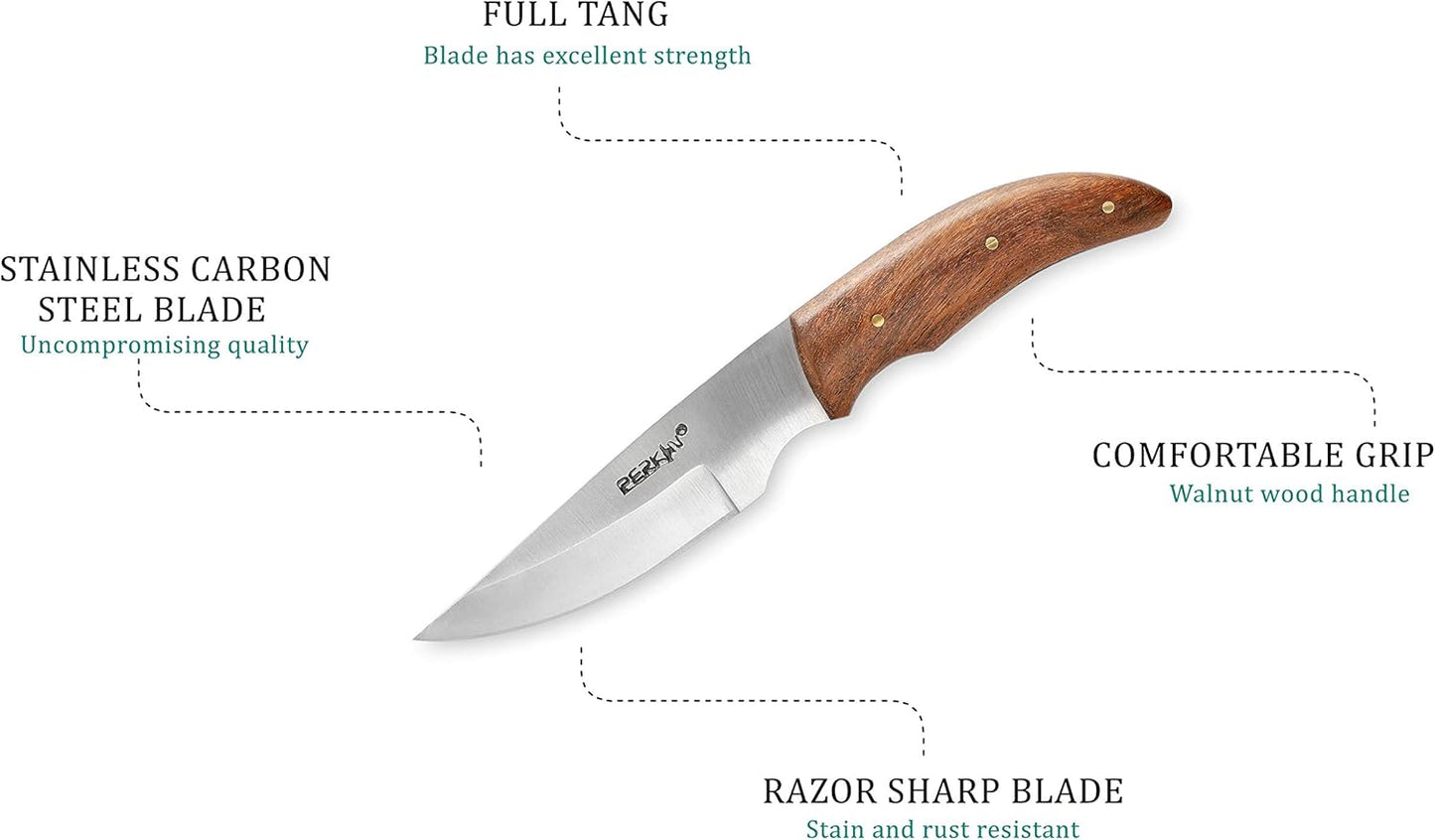 Perkin Handmade Fixed Blade Hunting Knives-Full Tang Bushcraft Fixed-Blade Knives for Men Woman Outdoor, Camping, Survival Tactical, Fighting, Hiking, Skinning, Hunter-Unisex Adults