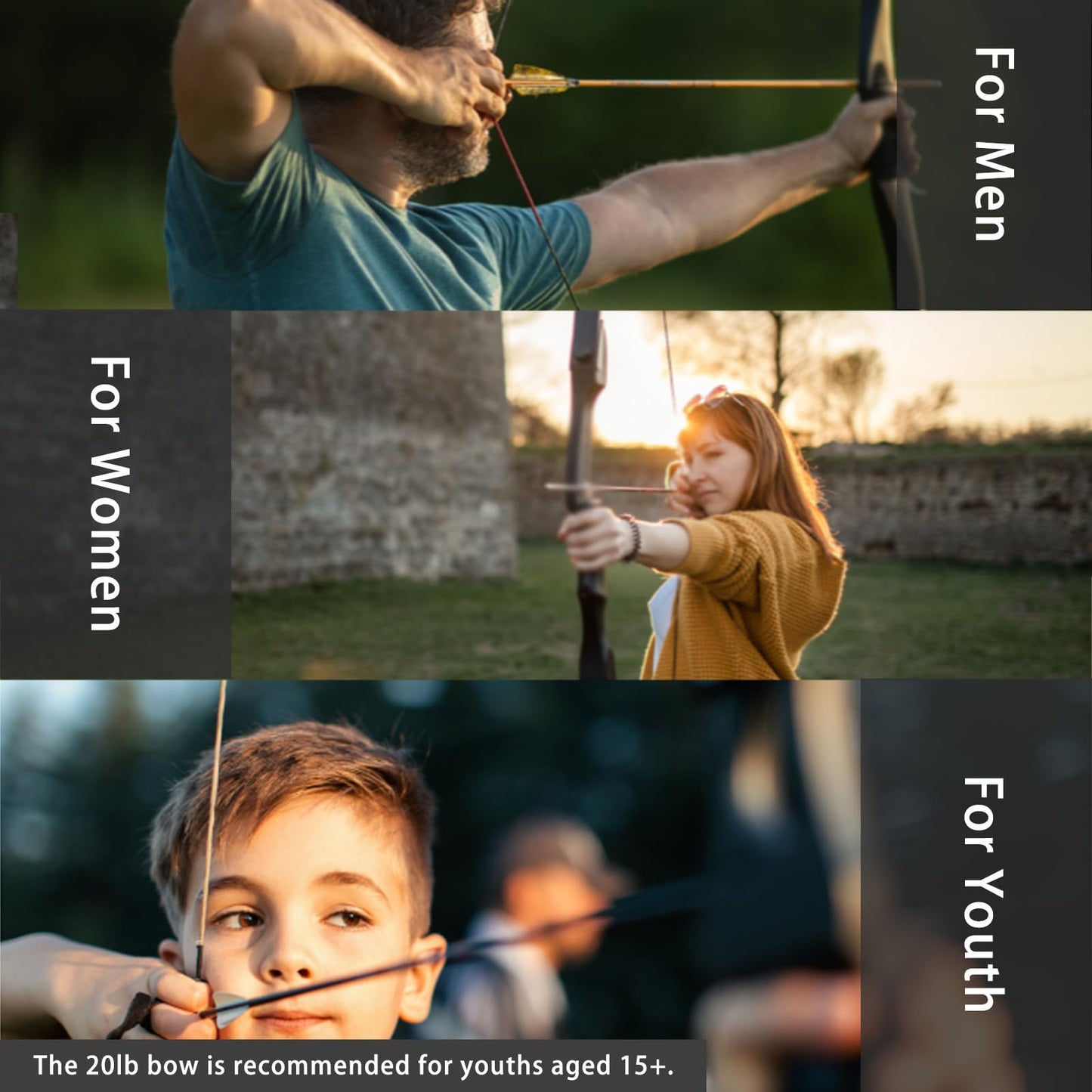 SOPOGER Archery Bow and Arrow Adult - Takedown Recurve Bows for Adults Youth Beginner 20lbs 30lbs Left and Right Handed Outdoor Target Practice Hunting (20 LBS)