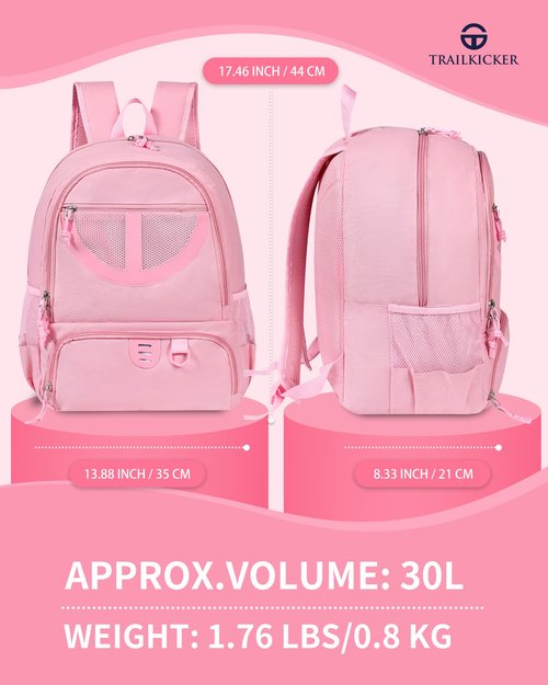 Basketball Bag Backpack for Women with Ball & Shoes Compartment 30L Capacity Lightweight Breathable Girls Soccer Ball Bag Backpack Fit Volleyball Football Sports Travel School Gym Pink