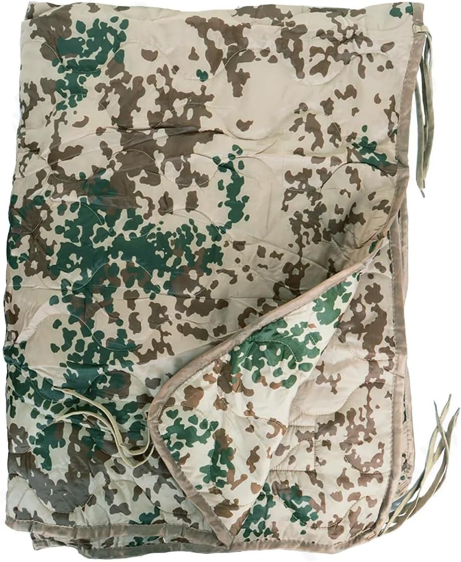 Mil-Tec Ripstop Poncho Liner - Lightweight Portable Durable Polyester Versatile Poncho Liner - Can be Used as Comforter, Blanket, Ground Mat, Sleeping Bag - Carry Bag Included - Flecktarn
