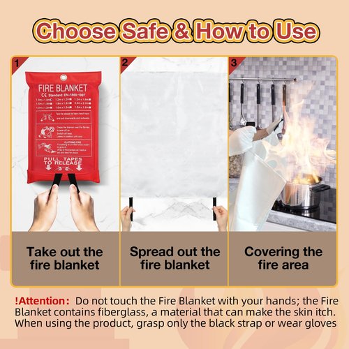 YUQILIN 10 Pack Fire Blanket Emergency for Home Kitchen, 39 x 39 Large Emergency Fire Suppression Blankets Fiberglass Flame Retardant Protection for Home Kitchen Car Office Warehouse Camping Safety