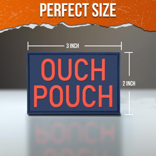 backtime Ouch Pouch Morale Patch PVC Tactical Patch with Hook & Loop Fastener, Funny 3D Rubber Humor Patch for Backpacks, Bag, Jeans, Jacket, Vest, Hat, Helmet, Red Blue Color