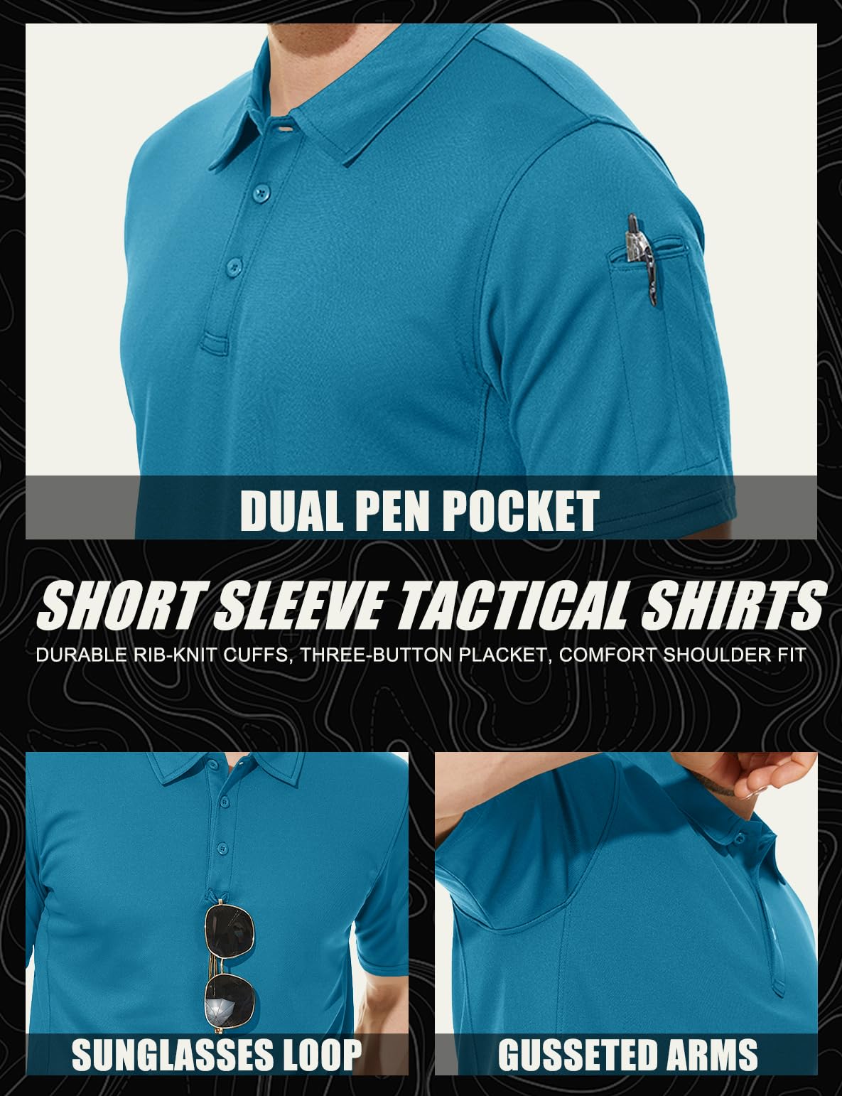 MAGCOMSEN Golf Shirts for Men Collared Polo Shirts Performance Quick Dry Jersey Polo Shirt Blule Green L