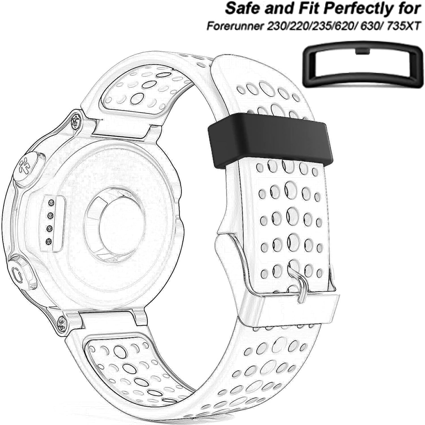Fastener Ring for Garmin Forerunner 220/230/235/620/630/735XT, Silicone Connector Security Loop (Not Including Tracker or Wristband)