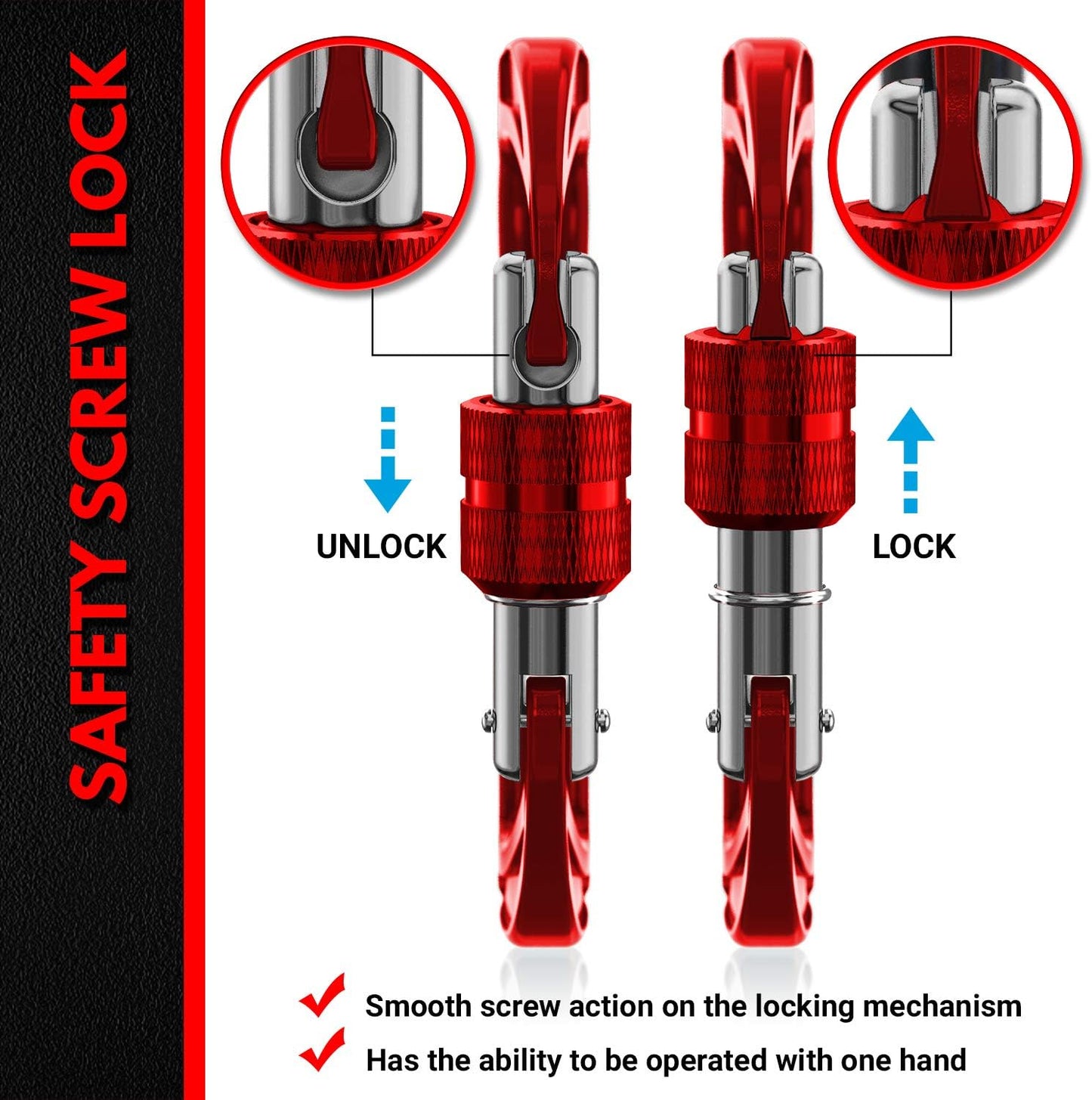 12kN (2697 lbs) Heavy Duty, Locking, Auto Locking, Wiregate Carabiner Clips, for Securing Pets, Outdoor, Camping, Hiking, Hammock, Dog Leash Harness, Keychains