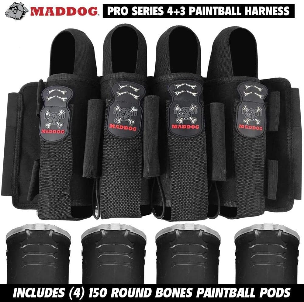 Maddog Pro 3+2 Paintball Harness Pod Pack | Pod Ejection | Adjustable Elastic Velcro Belt