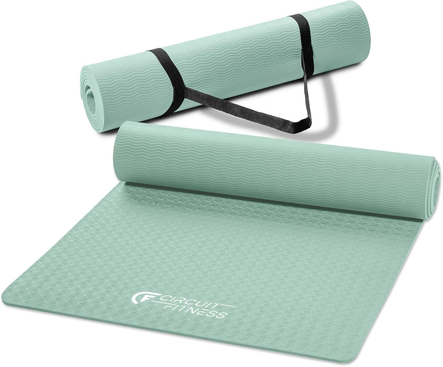 Circuit Fitness by Marcy Non-Slip Multi-Purpose Exercise Yoga Mats with Carrying Strap Multi-Thickness, Multi-Color Options