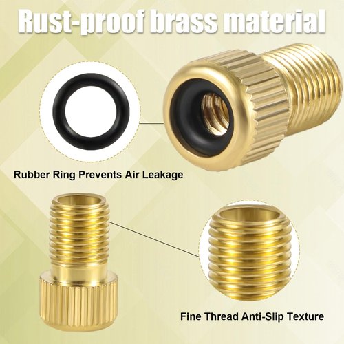 Gosknor 4pcs Presta Schrader Bike Pump Valve Adapter, Brass Bike Pump Adaptor Including FV/AV AV/EV EV/FV Adapter Air Pump Accessories Kit for Bike Ball Swim Ring