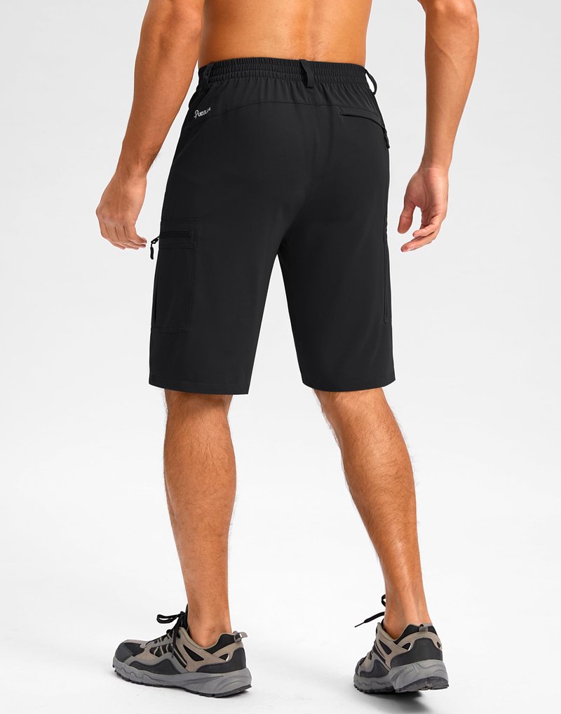 Pudolla Men's Hiking Shorts 11" Lightweight Cargo Work Shorts for Men Summer Travel Golf Casual Outdoor with 5 Pockets(Black X-Large)
