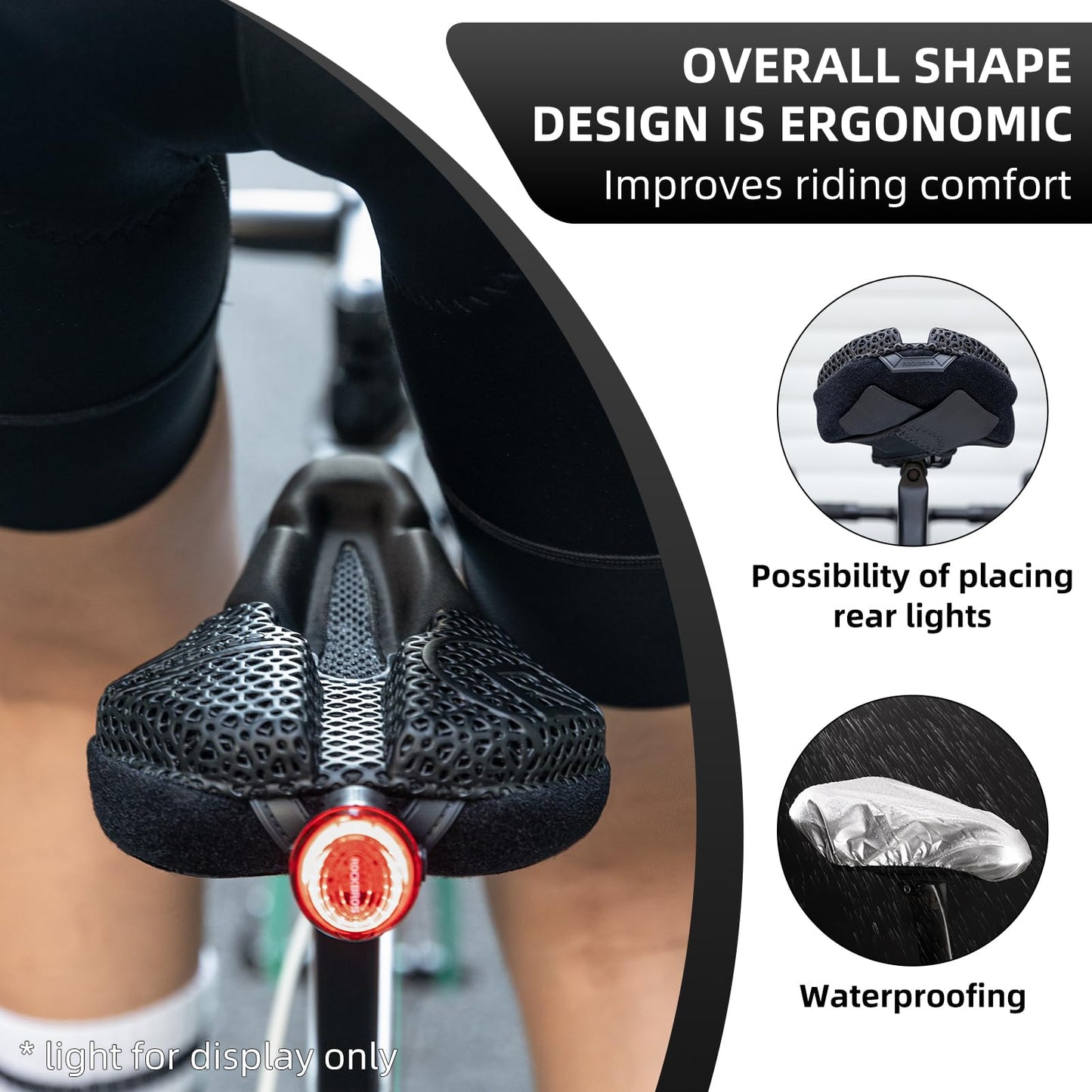 ROCKBROS Bike Seat Cover Cushion Bicycle Seat Cover for Men Women Padded Bike Seat Cover 3D Printing Road Bike Saddle Comfortable and Breathable Water Proof