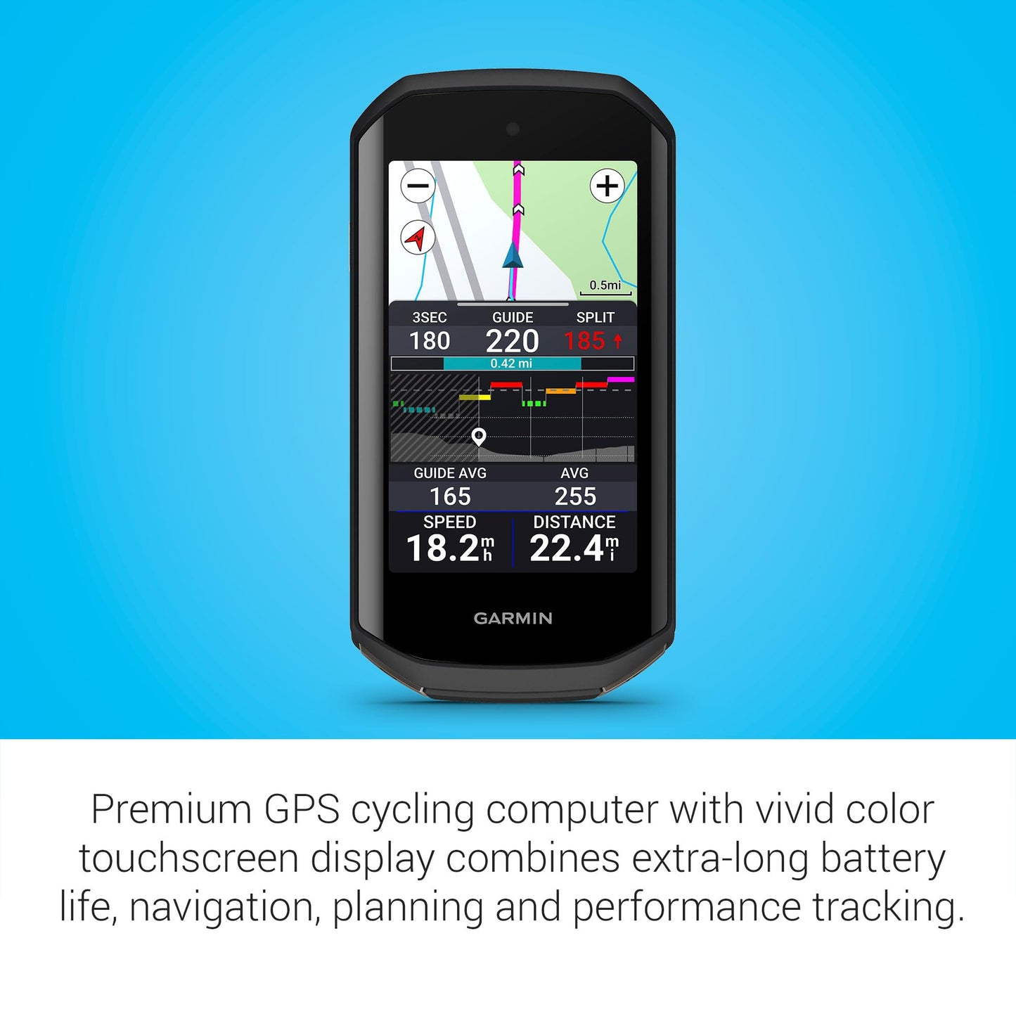 Garmin Edge 1050®, Premium Cycling Computer, Vivid Color Touchscreen Display, Built-in Speaker, Advanced Training and Group Ride Features, Road Hazard Alerts