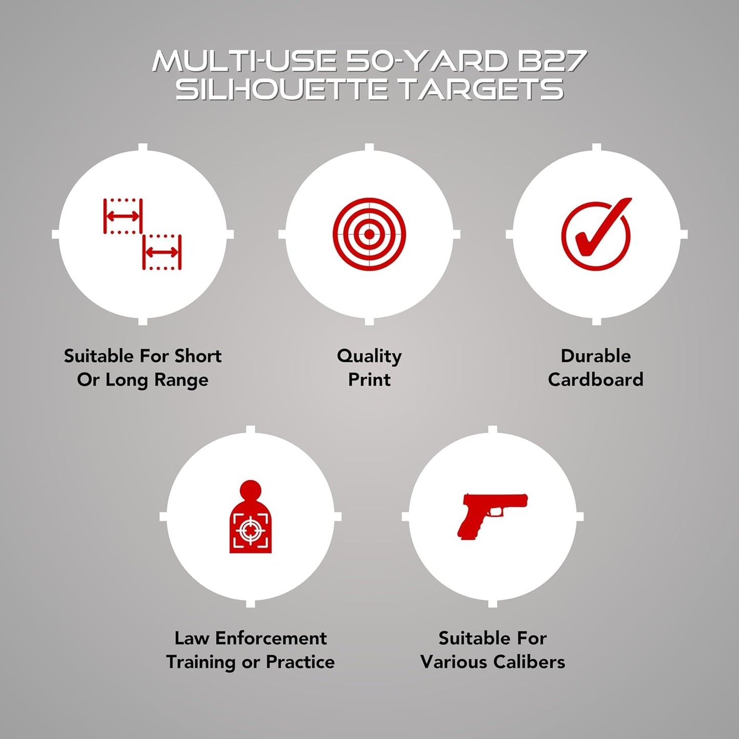 ICE-QT Targets, US Immigration & Customs, Paper Shooting Targets Silhouette,Police Silhouette Target, B-60 Target, Law Enforcement Firearms Qualification, Shooting Range Targets, Pistol Rifle Gun Targets