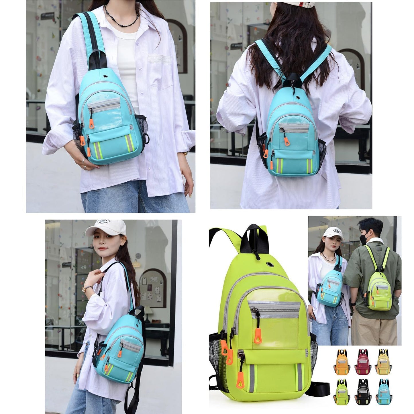 JENAGREEN Waterproof Sling Backpack Crossbody Shoulder Bag for Women Men, Crossbody Bag Casual Daypack Travel Hiking Adjustable Chest Bag