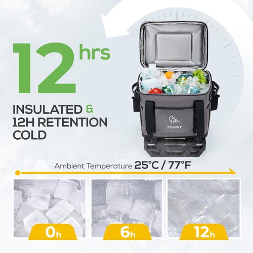 TOURIT Portable 50-Can Collapsible Rolling Soft Cooler with 29L Space & Reinforced All-Terrain Cart with Wheels Easy Transportation, Large Leakproof Travel Beach Ice Chest for Grocery Shopping