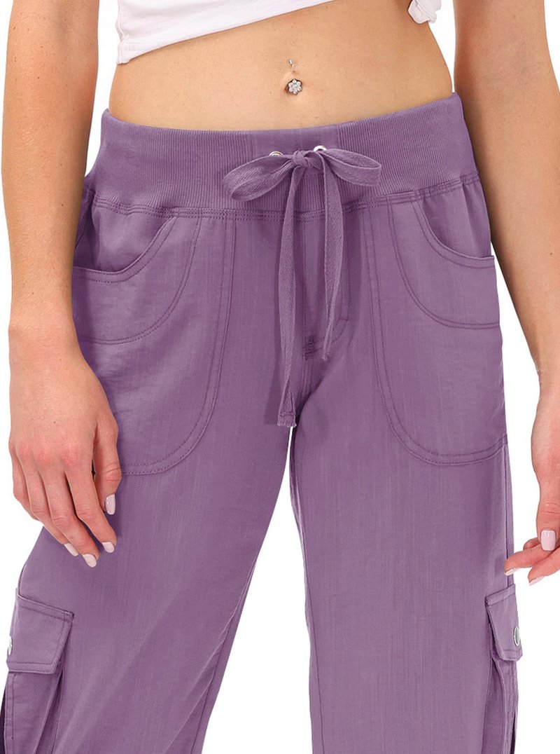 MoFiz Cargo Capri Pants for Women Lightweight Quick Dry Summer Capris for Hiking Travel Casual Pink Purple XL