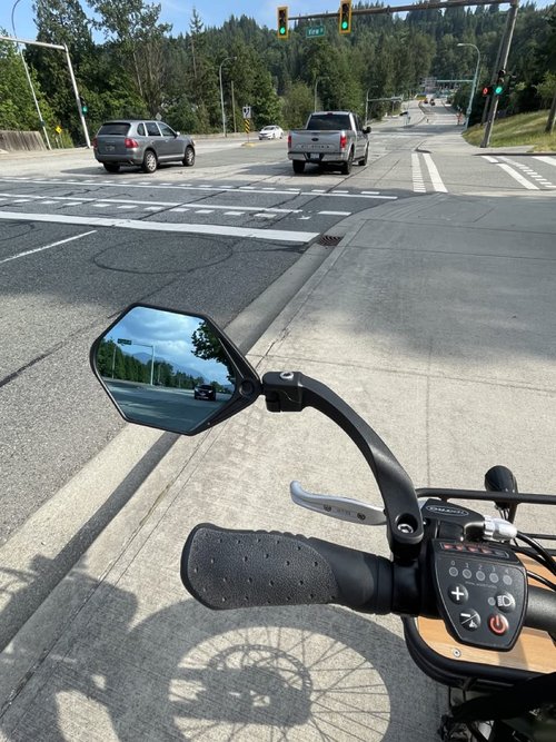 Hafny NEW Handlebar E-Bike Mirror, Large Surface Mirror, HD Automotive Grade Glass Bicycle Mirror, Safe Blast-Resistance Cycling Mirror, (HF-M904-FR01B) (Anti-glare Blue Glass Left)