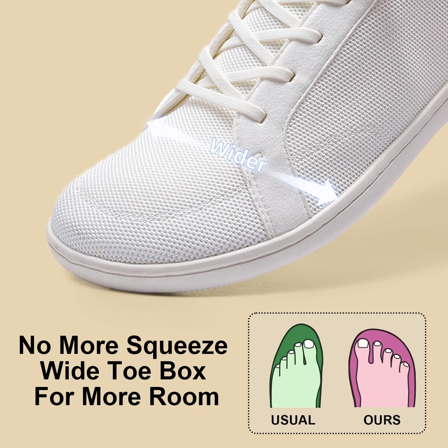 Barefoot Wide Toe Box Shoes for Women - Minimalist Barefoot Shoes with | Zero Drop Sole | Extra Wide Slip on Walking Shoes for Women White Size 8 Wide