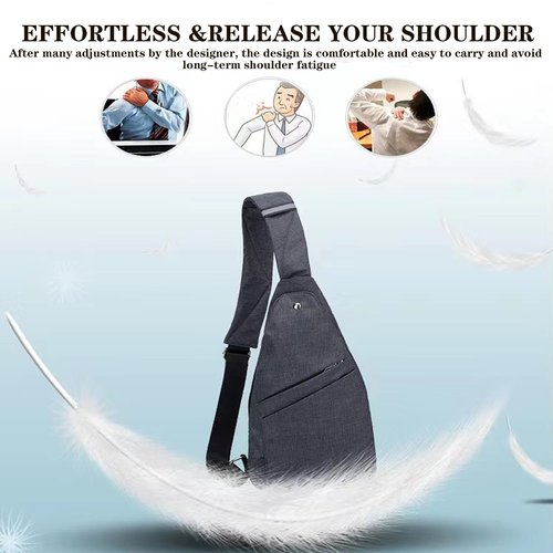 Lcpadri Anti Theft Crossbody Bag, Sling Bag Lightweight Chest Shoulder Backpack with 5 Pockets Adjustable Strap for Outdoor Sport Travel Hiking