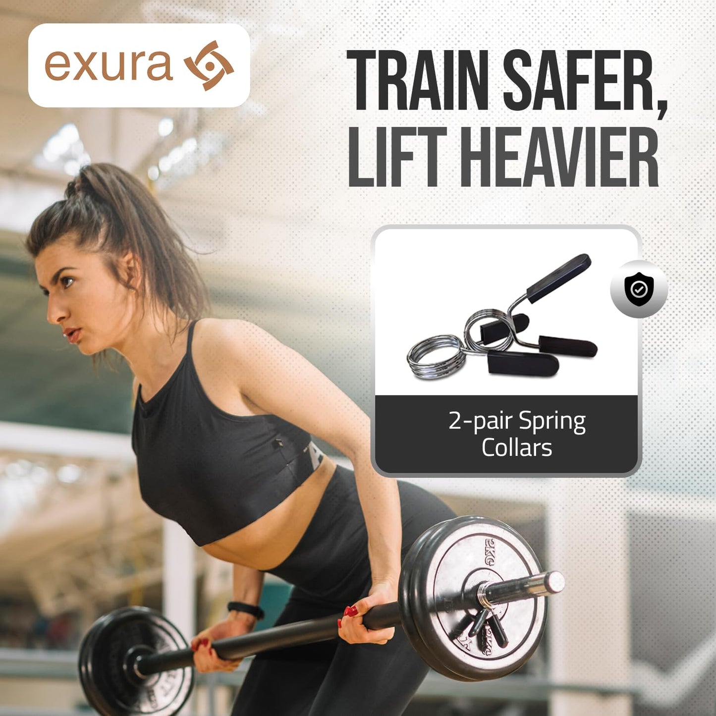 Exura Pack of 2 pairs of Spring Collars 1&2 inch(25mm &50mm) Barbell Clips, Barbell clamps, 2 Pairs of Barbell Collars, Olympic Barbell Clamps Set, Weight Clips For Bars, Weight Bar Clamps