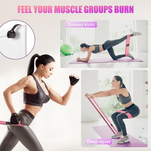 Resistance Bands for Working Out Set, 3 Pcs Pull Up Bands and 3 Pcs Assistance Bands with Door Anchor for Legs, Glutes, Hip, Fabric Loop Bands Workout Bands Resistance for Gym, Home, Office