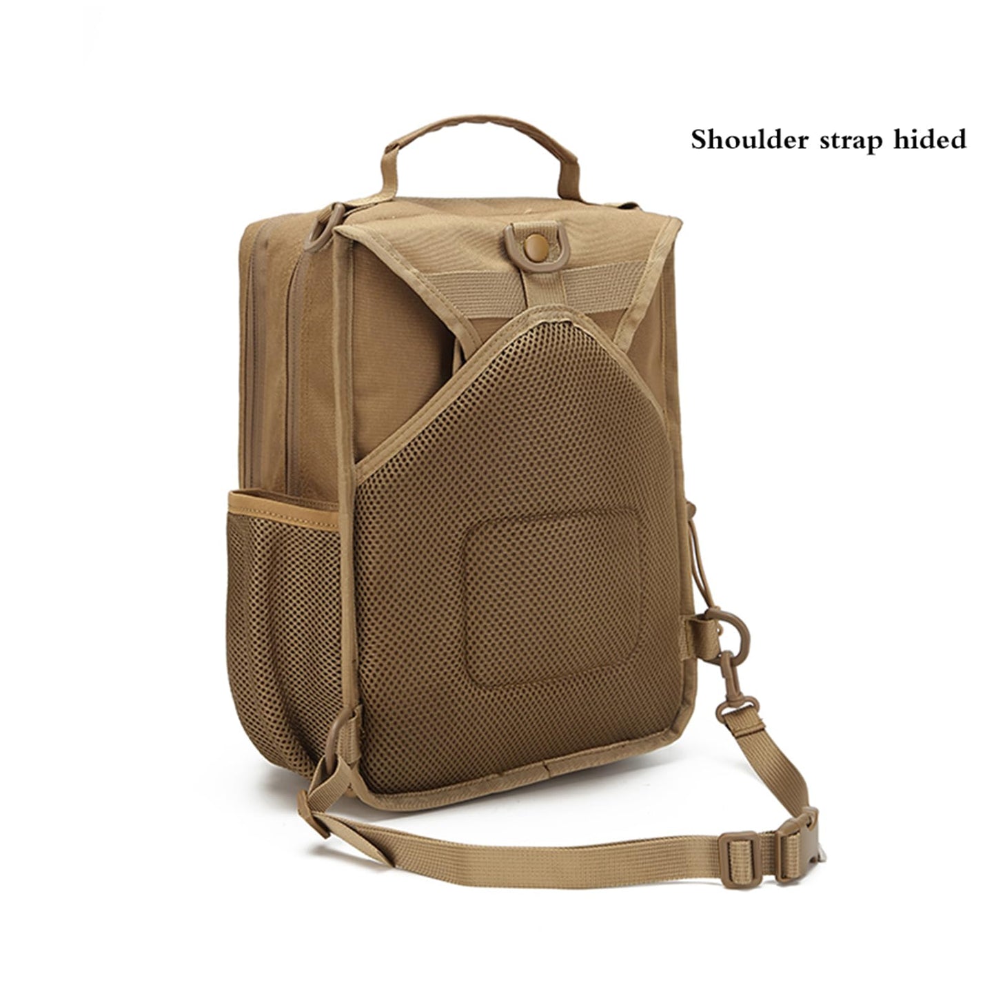 Generic Tactical molle Single Shoulder Bag - Large Capacity Multi-functional Backpack for Daily Using or Hiking, Traveling (Tan), Black