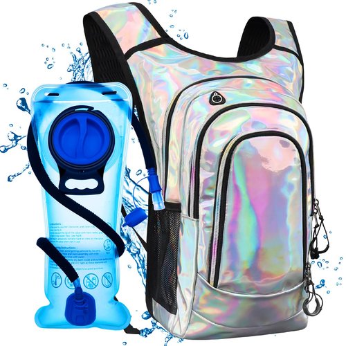 Coolfel Hydration Pack, Hydration Backpack with 2L Hydration Bladder, Festival Essential Water Backpack, Lightweight Hydration Bag Hydropack Hydro for Running, Biking, Music Festival Gear, Rave