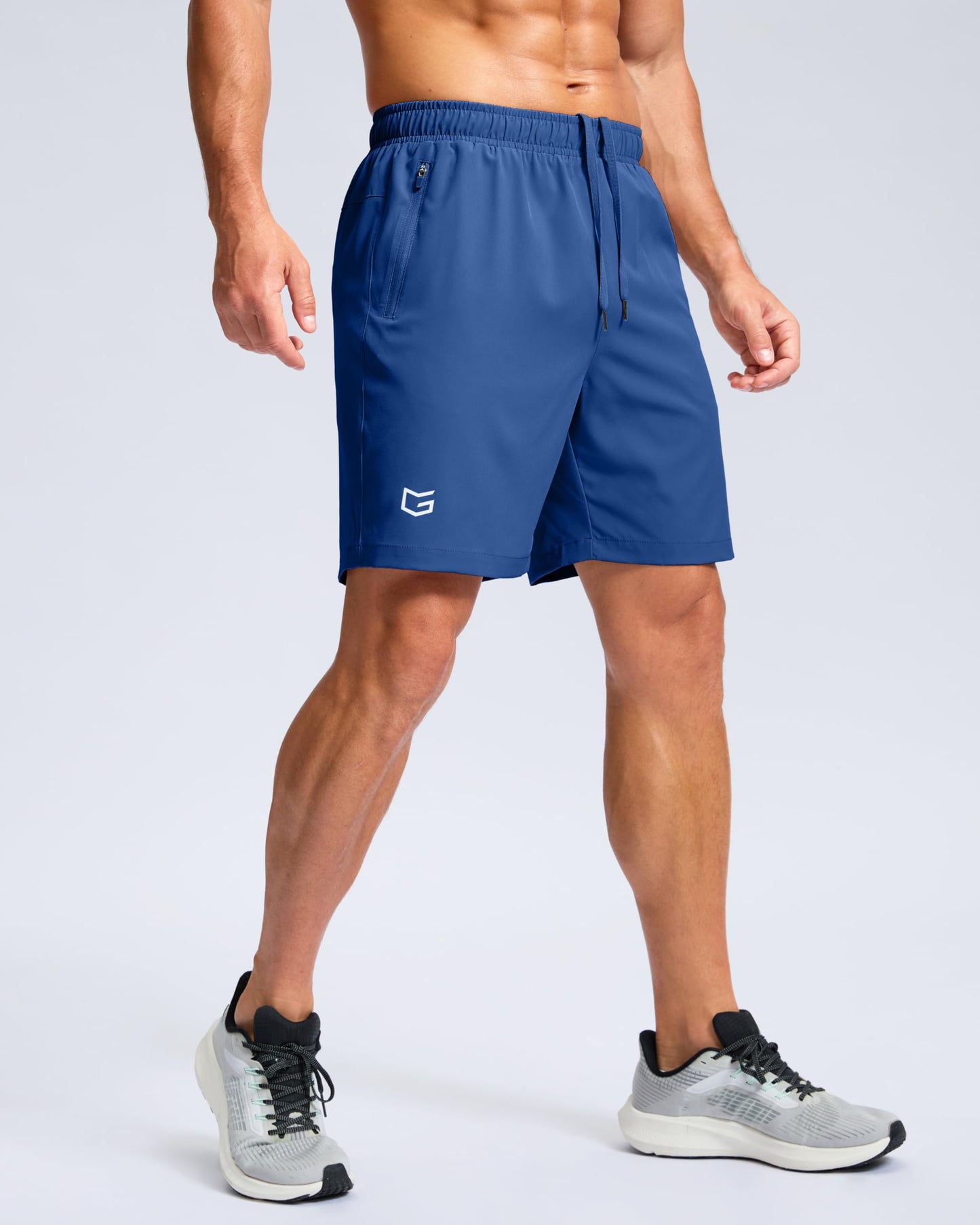 G Gradual Men's Athletic Running Shorts with Zipper Pockets Quick Dry 7"/ 5"/ 9" Workout Gym Shorts for Basketball Hiking(Royal Blue,7XXL)