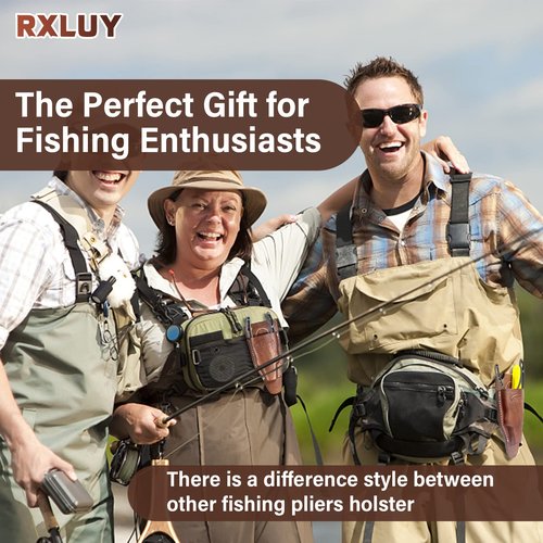 RXLUY Fishing Pliers Holster with Retractable Lanyard, Universal Fit for Most Sea Fishing & Wild River Lure Tongs Leather Accessories