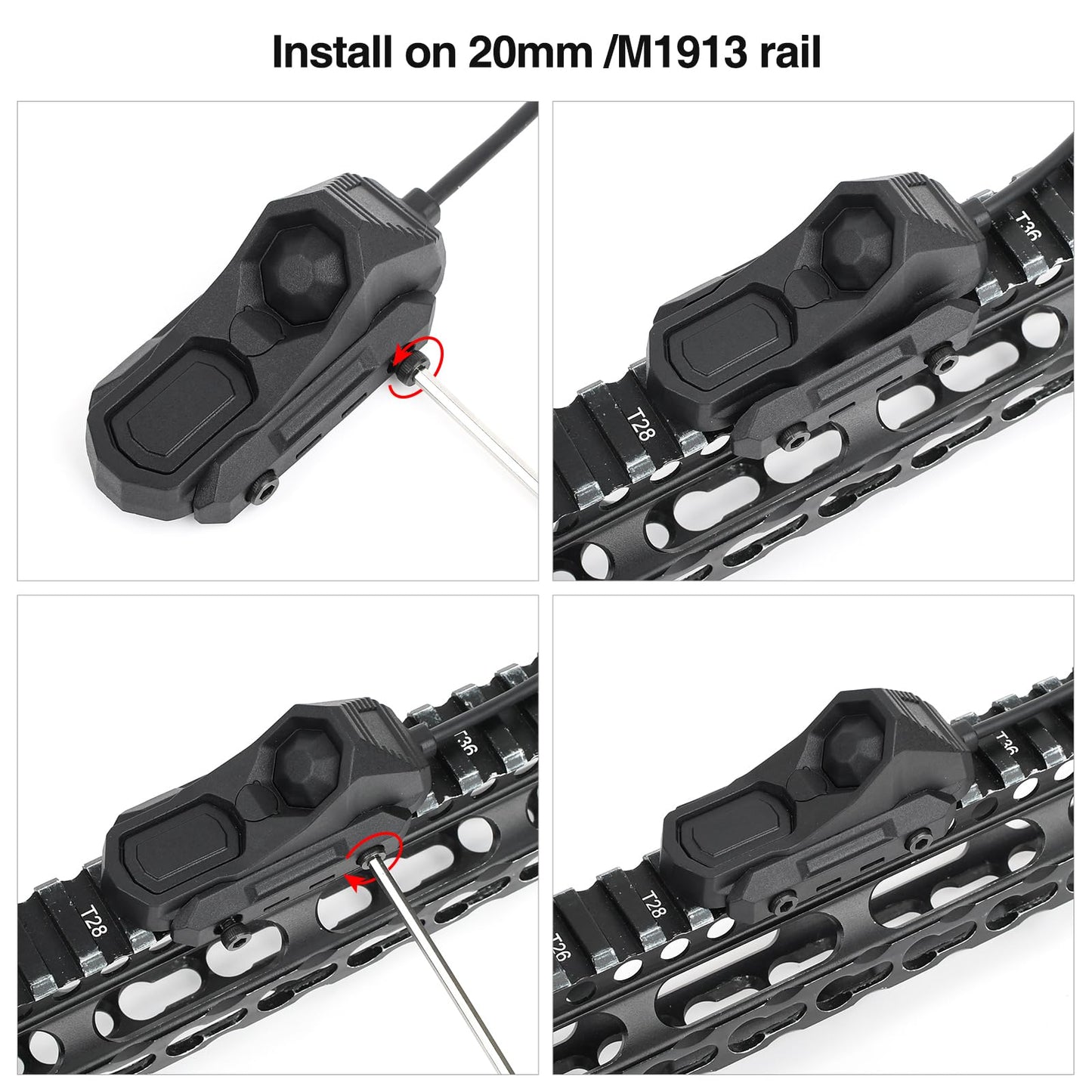 NECARL ModButton Remote Pressure Switch, Dual Function Weapon Light Switch with SF Plug for M300/M600 Tactical Flashlights, Fit for 20mm Picatinny Mlok Keymod Rail