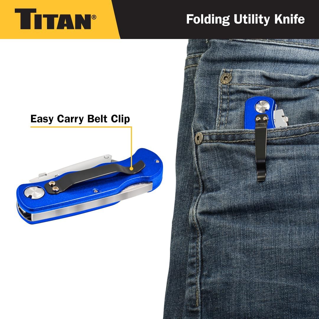 Titan 11020 Folding Pocket Utility Knife (Twin Pack - Red/Blue)