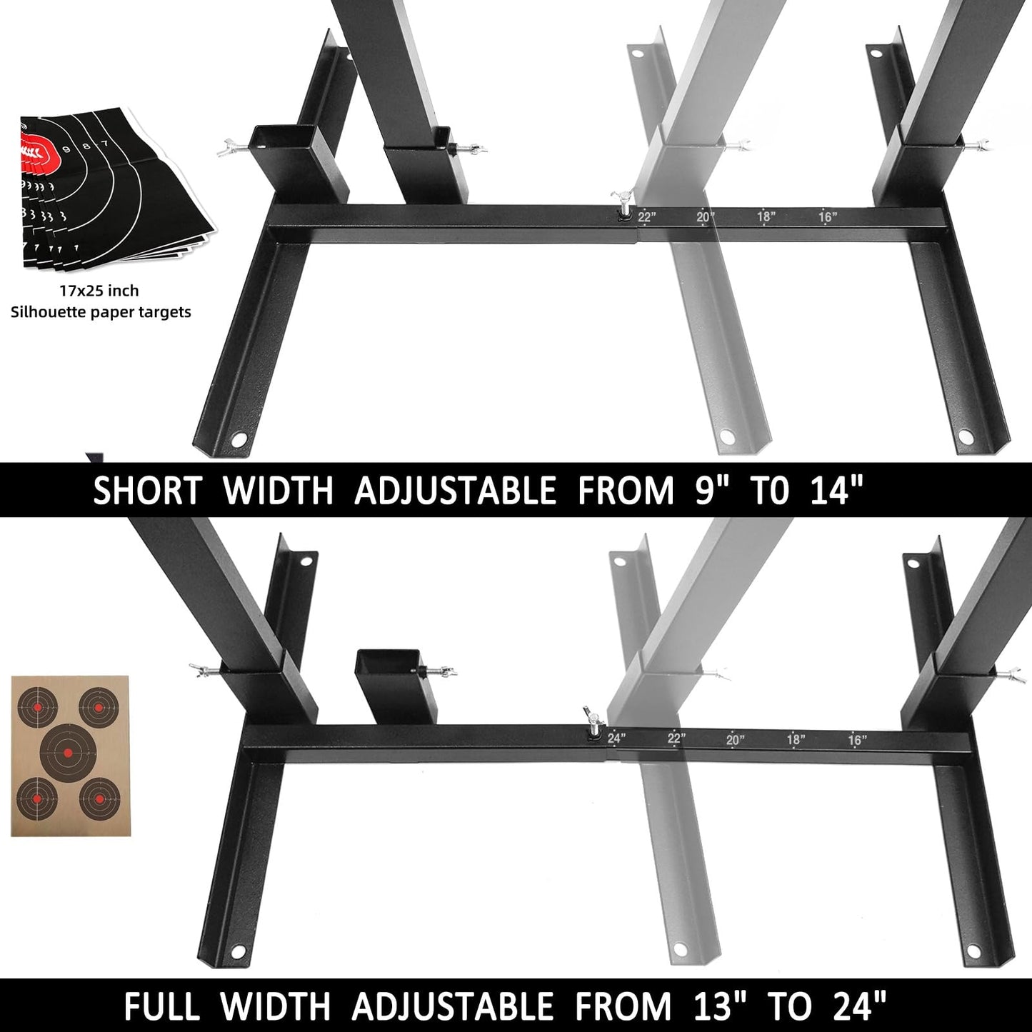 Atflbox 2Pack Shooting Target Stand with 10+50 pcs 17x25 Inch Paper Targets, Durable Paper Target Holder with Stable Adjustable Base