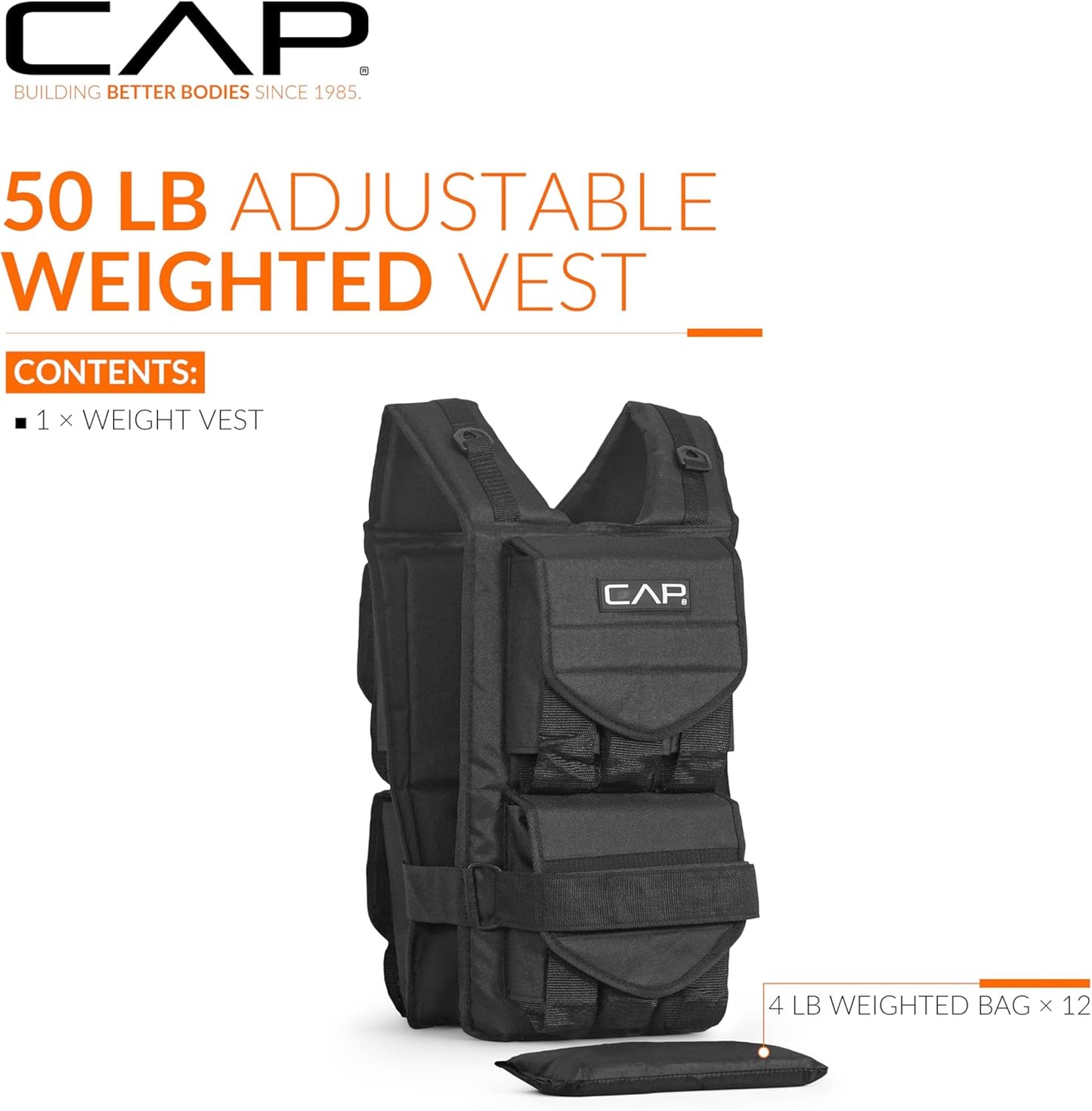 Adjustable Weighted Vest by CAP Barbell | Custom Fit for Enhanced Workouts