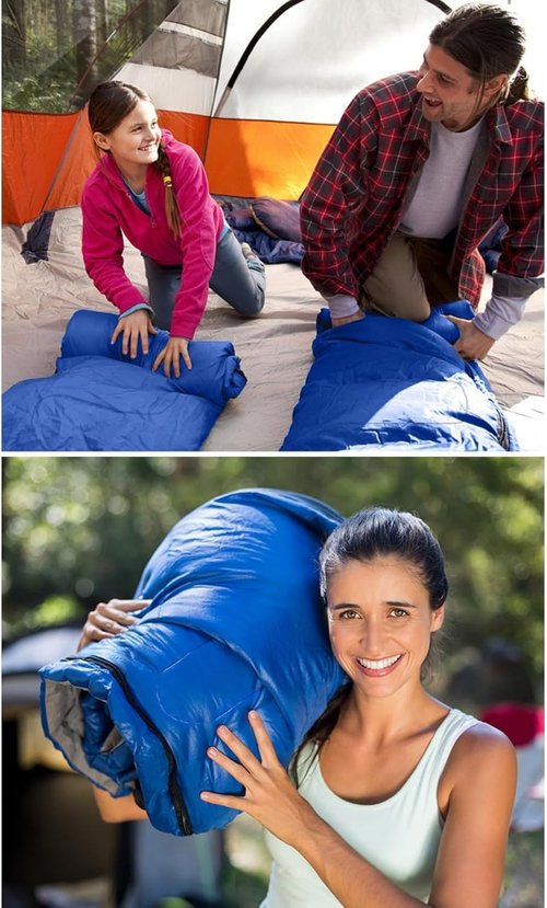 PEAKTREND Sleeping Bags for Adults Camping Portable Waterproof Compression Sack- Camping Sleeping Bags for Big and Tall (Blue)