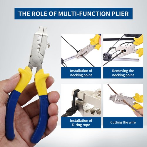 SPG Bow String Nock Point Pliers - D Loop Pliers with D Loop Material for Compound and Recurve Bowstring Arrow Nocks Points Bowstring Maintenance Kit(Plier,3 D Loop Strings,5 Archery Nocks)