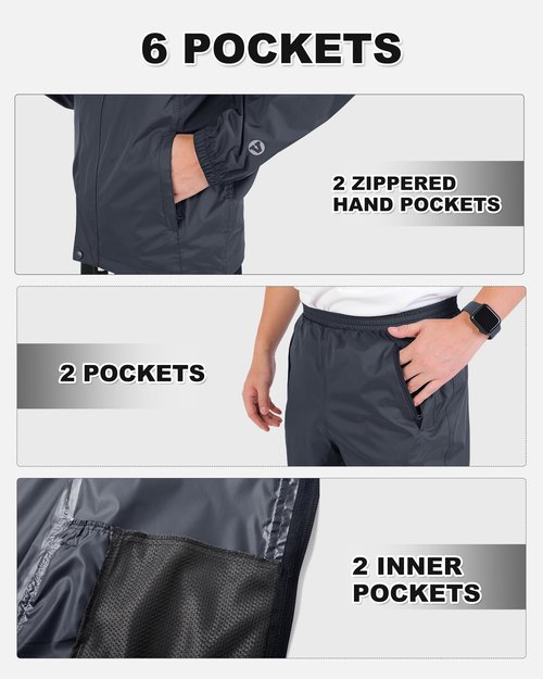 Outdoor Ventures Packable Rain Suit for Men Lightweight Waterproof Breathable Rain Gear for golf Rain Jacket Pants