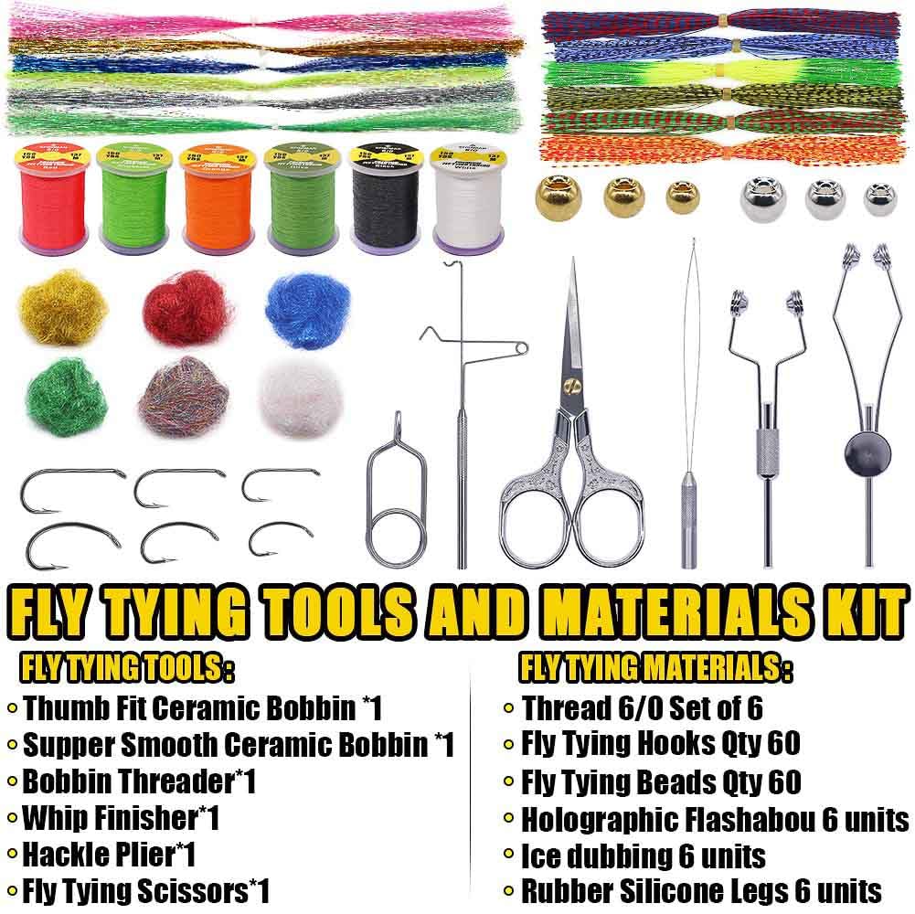 XFISHMAN Fly-Tying-Kit-with-Tools-Materials Fly-tieing-Starter-kit for Fly Fishing Lure Building jig Making Set