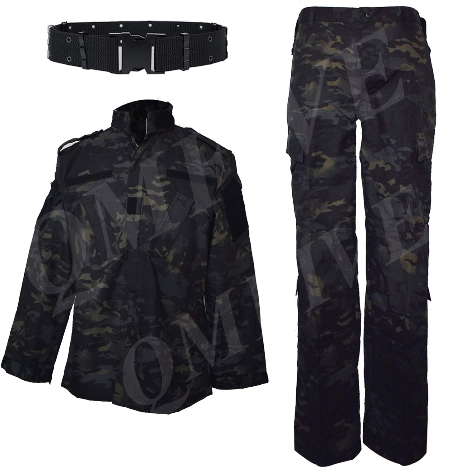 Tactical Suit Men’s Camo Combat BDU Jacket Shirt & Trousers Uniform Camo Suit Belt CS Game Military Paintball Airsoft