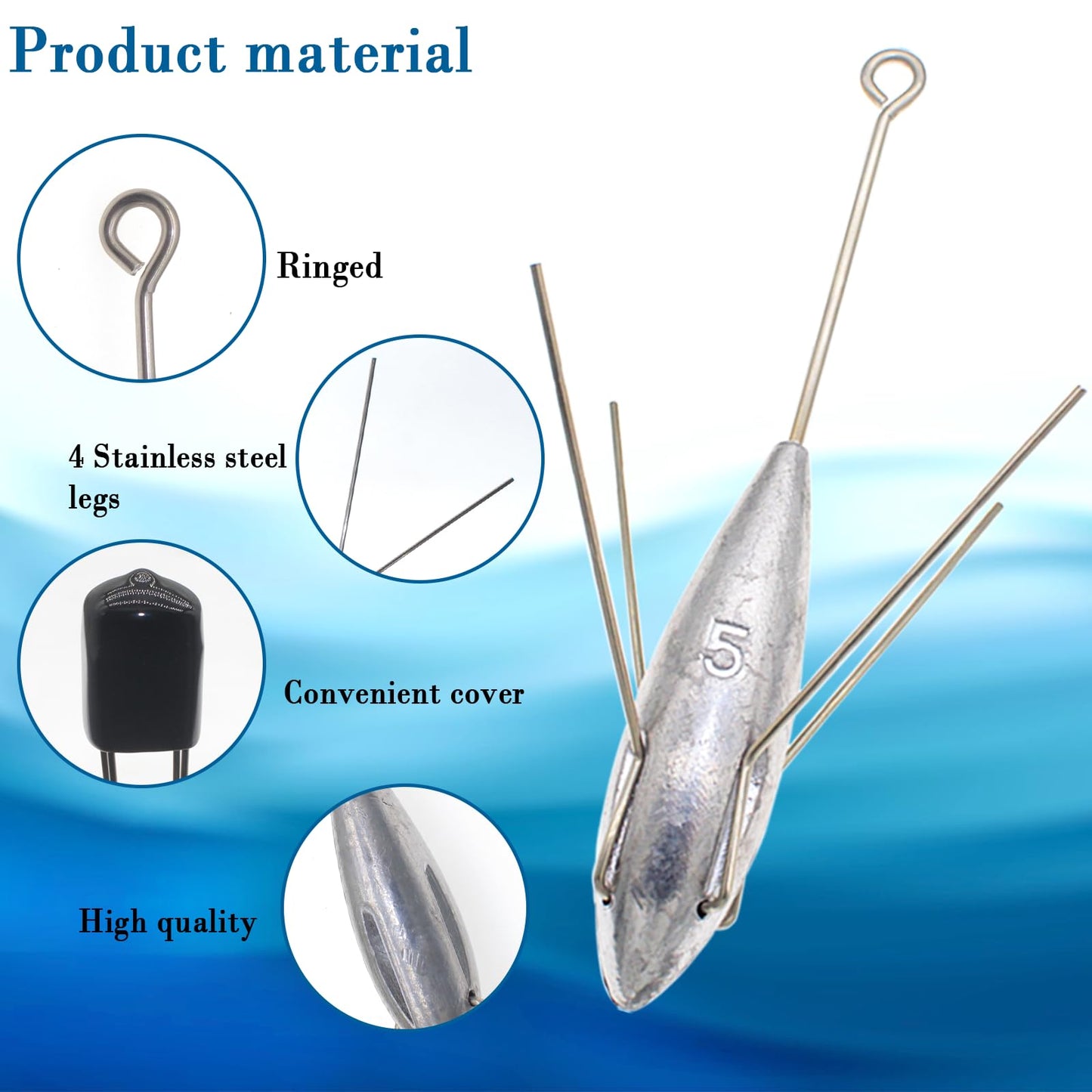 3 Pcs Sputnik Sinker Long Tail Fishing Weight Equipment, Saltwater Surf Casting Catfish Sinkers, Beach Sea Ocean Sand Fishing Spider Sinker(4)