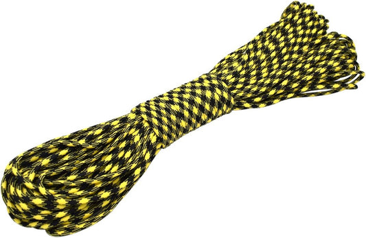 100ft Type III 7 Strand Core Paracord 550 Parachute (37# Yellow+Black Camo)