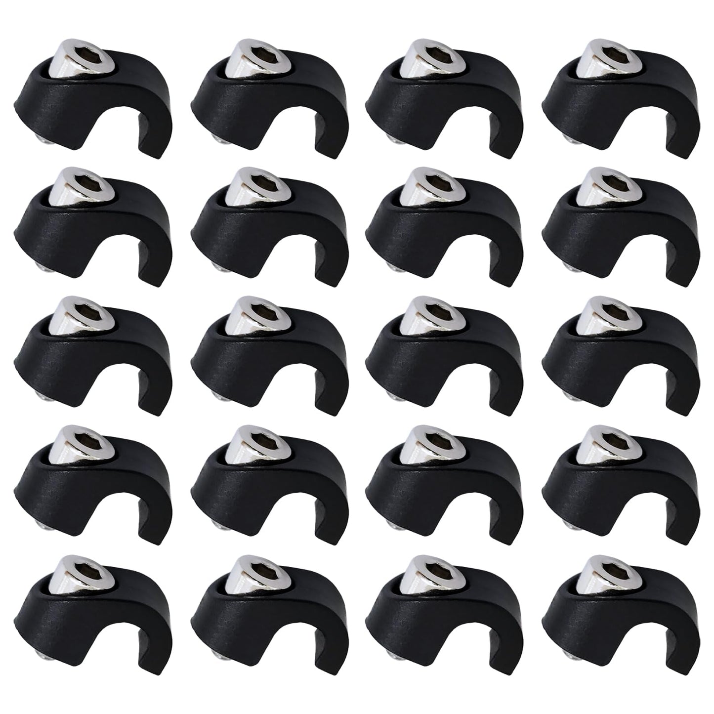 Auto-plaza 20X Bicycle Mountain Bike Fork Brake Cable Housing Clamps Bike Fork Brake Hose Guides Front Fork Cable C-Shaped Fixed Buckles 5mm Inner Diameter