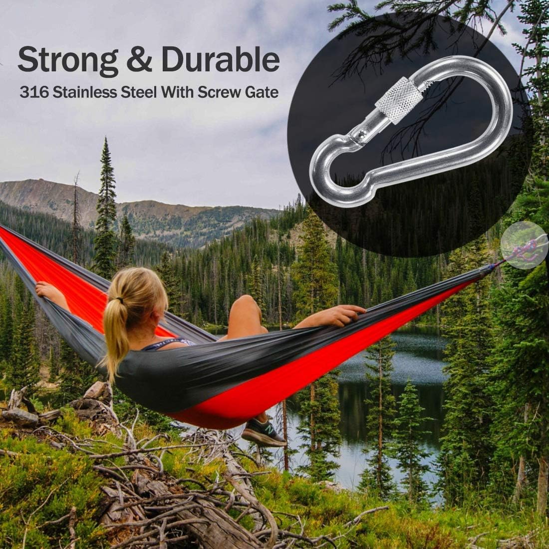 PROND Locking Carabiners, Heavy Duty Carabiner, 316 Stainless Steel Screw Lock Carabiner Hooks