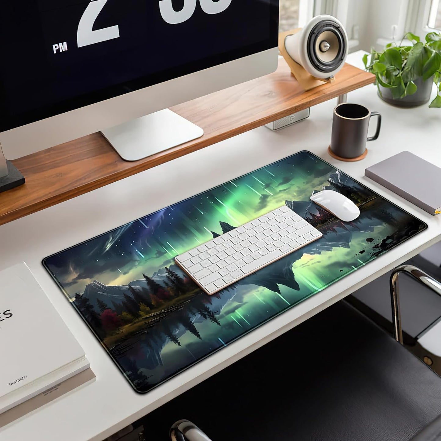 Japanese Desk Mat Riverside Full Moon Desk Pad Black Red Large Mouse Pad Gaming Mousepad Extended XXL Keyboard Pad 31.5 x 15.7 in Laptop Computer Mouse Keyboard Mat for Office Desk Decor