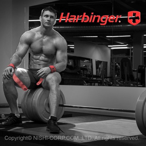Harbinger Red Padded Leather Lifting Straps for Weightlifting & Strength Training