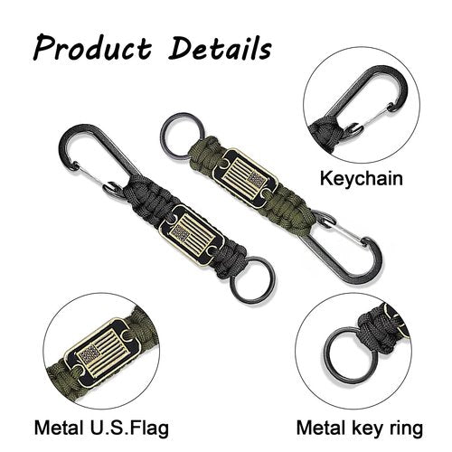 SVICCOOKQ 6Pcs Heavy Duty Paracord Lanyards With USA Flag, Braided Parachute Lanyards for Outdoor Activities