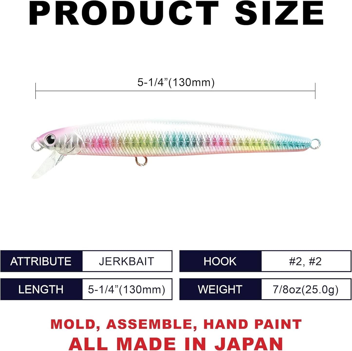 LUCKY CRAFT FlashMinnow 130MRS, Saltwater Surf Fishing Lures, Jerkbait, Halibut, Surf Perch, Calico Bass, White Seabass, Striped Bass, Sinking, Fishing Gear, Fishing Accessories, Fishing Tackle