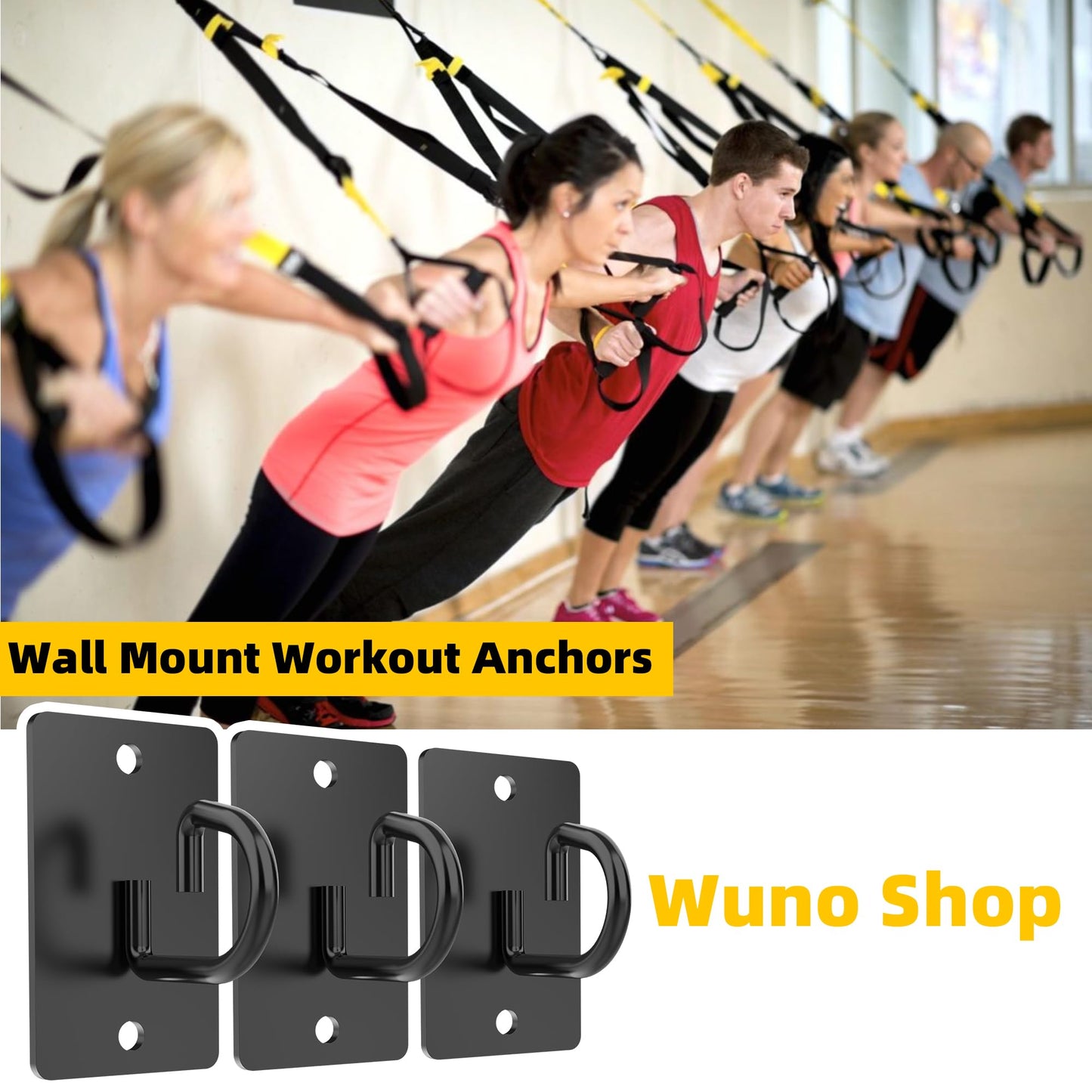 3 Pcs Wall Anchors for Resistance Bands, Wall Mount Resistance Bands Anchors System, Workout Bands Anchor for Exercise Bands, Space-Saving Home Gym Hooks for Free Exercise - Black