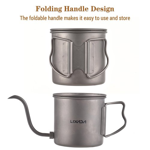 Lixada Titanium Camping Kettle - Coffee Pot with Removable Spout