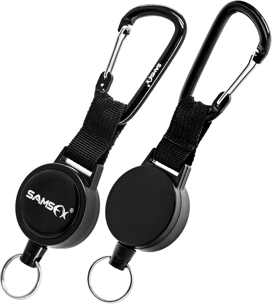 SAMSFX Fishing Heavy Duty Zinger Retractor for Outdoor Fly Fishing Tools Gear Keeper Built-in 24" Steel Cable, 2PCS in Pack